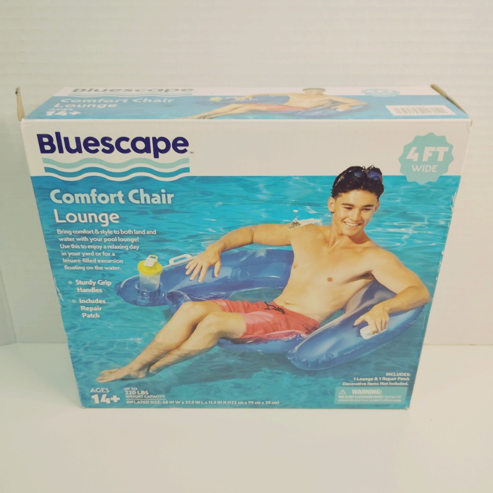 Bluescape Comfort Chair Lounge Inflatable Pool Float 4 FT Wide MPN K71597B00